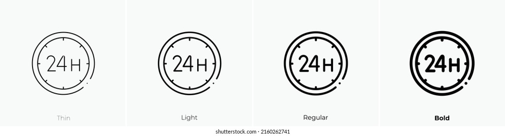 24 hours icon. Linear style sign isolated on white background. Vector illustration.