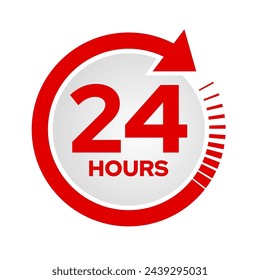 24 hours icon logo. Twenty four hours icon. Vector Illustration.	