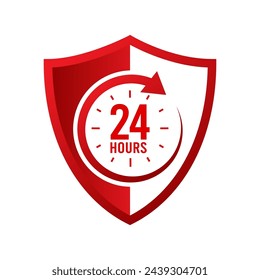 24 hours icon logo. Twenty four hours icon. Vector Illustration.	