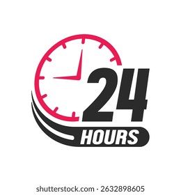 Logotipo del icono de 24 horas. Icono de 24 horas. Ilustración vectorial.	