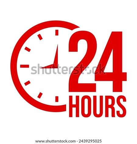 24 hours icon logo. Twenty four hours icon. Vector Illustration.	