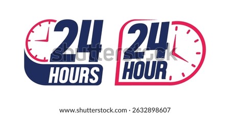 24 hours icon logo. Twenty four hours icon. Vector Illustration.	