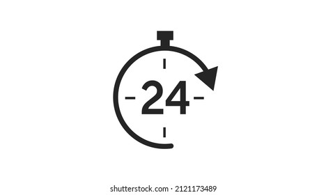 24 hours Icon or Logo. Vector isolated editable flat illustration