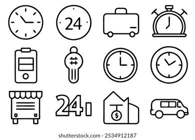 24 Hours Icon Modern Interpretation in Line Art