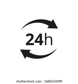 24 hours icon on white background.