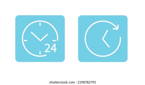 icono de 24 horas sobre fondo blanco. Iconos de línea de tiempo y reloj. Ilustración del vector