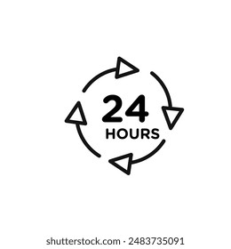 24 hours icon outline collection in black