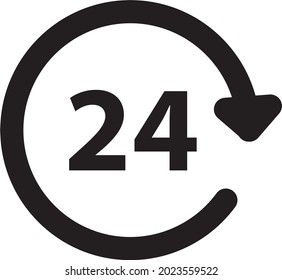 24 hours icon, outline vector sign, loop vector icon
