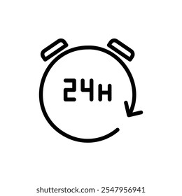 24 hours icon Outline vector for web ui