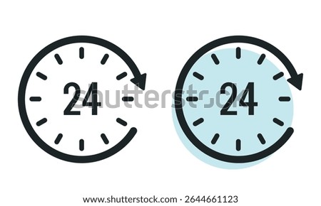 24 hours icon. Round the clock. Vector clip art isolated on white background.