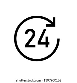 
24 Hours Icon. Service Duration Illustration As A Simple Vector Sign & Trendy Symbol for Design and Websites, Presentation or Application.