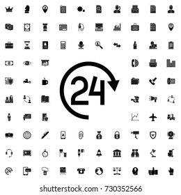 24 hours icon. set of filled company icons.