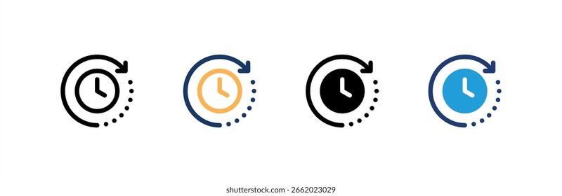 Ícone 24 horas define coleção de vários estilos. Ilustração vetorial.