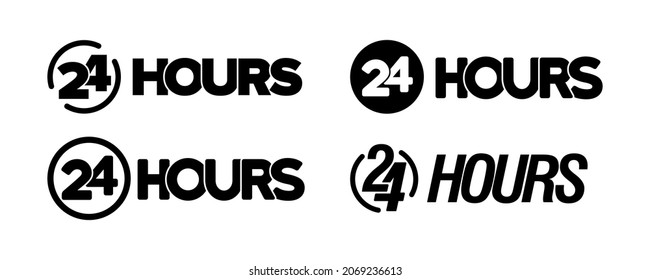 24 hours icon set. Order execution or delivery service. Vector EPS 10. Isolated on white background.