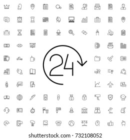 24 hours icon. set of outline company icons.