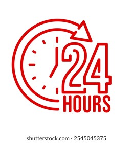 24 hours icon set. Twenty four hours symbol. 24 hour assistance icons. Customer support 24 hours logo. Vector Illustration.