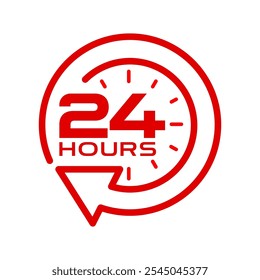 24 horas ícone definido. Vinte e quatro horas símbolo. Ícones de assistência 24 horas. Logotipo do suporte ao cliente 24 horas. Ilustração de vetor.