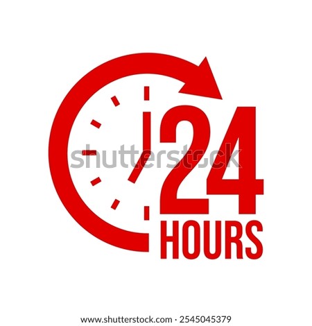 24 hours icon set. Twenty four hours symbol. 24 hour assistance icons. Customer support 24 hours logo. Vector Illustration.