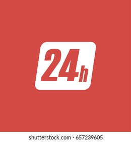 24 hours icon. sign design. red background