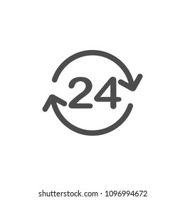 24 hours icon. 24 hours sign. Time clock icon vector illustration. Flat design.