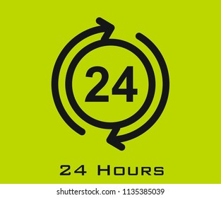 24 hours icon signs