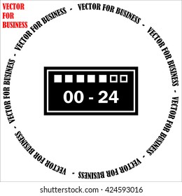 24 hours icon. Simple black vector symbol. Logo for web. Image for business.