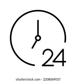 24 Hours Icon Simple Sign Symbol of Time and Clockwise