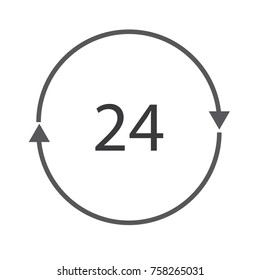 24 hours icon symbol in simple flat design on white background ,vector illustration. 