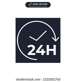 plantilla de símbolo de icono de 24 horas para ilustración vectorial de colección de diseño gráfico y web