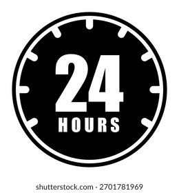 24 Hours Icon Symbol Template – Flat Time Service Vector Design