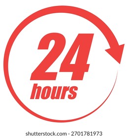 24 Hours Icon Symbol Template – Flat Time Service Vector Design