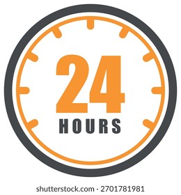 24 Hours Icon Symbol Template – Flat Time Service Vector Design