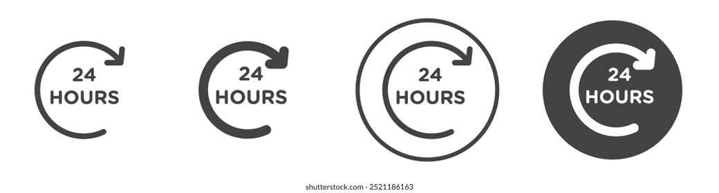 24 hours icon thin line illustration