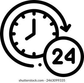24 hours icon. Thin Linear Style Design Isolated On White Background