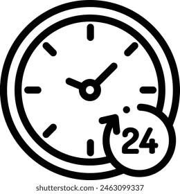 24 hours icon. Thin Linear Style Design Isolated On White Background