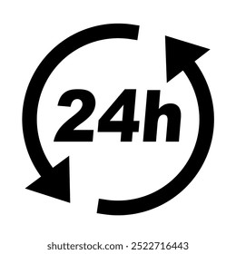 24 hours icon. Time icon