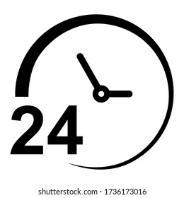 24 hours icon in trendy flat style design. Vector illustration isolated on white background.