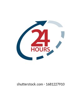 The 24 hours icon. Twenty-four hours open symbol. design image vector illustration