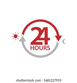 The 24 hours icon. Twenty-four hours open symbol. design image vector illustration