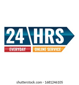 The 24 hours icon. Twenty-four hours open symbol. design image vector illustration