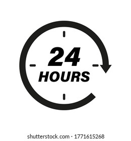  24 hours icon. Twentyfour hours vector illustration.Flat illustration on white background. 10 eps