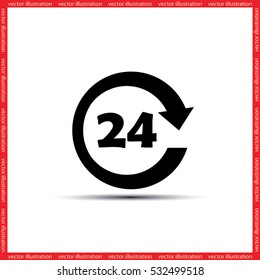 24 hours icon vector.