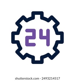 Icono de 24 horas. Vector de doble tono para tu Sitio web, móvil, presentación y diseño de logotipo.
