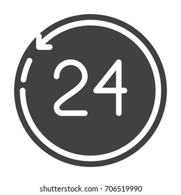 24 hours icon vector, filled flat sign, solid pictogram isolated on white. Symbol, logo illustration. Pixel perfect graphics