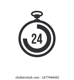 Icono de 24 horas. Ilustración vectorial. Stopwatch, icono Reloj.