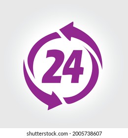 Ilustración vectorial de icono de 24 horas