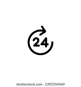 24 hours icon vector illustration. outline icon for web, ui, and mobile apps