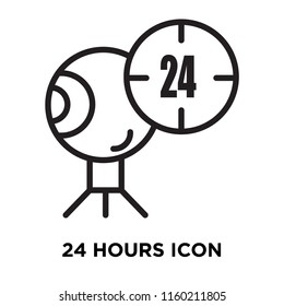 24 hours icon vector isolated on white background, 24 hours transparent sign , linear symbol and stroke design elements in outline style