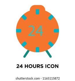 24 hours icon vector isolated on white background, 24 hours transparent sign , delivery symbols