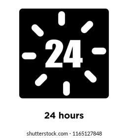 24 hours icon vector isolated on white background, 24 hours transparent sign , black time symbols